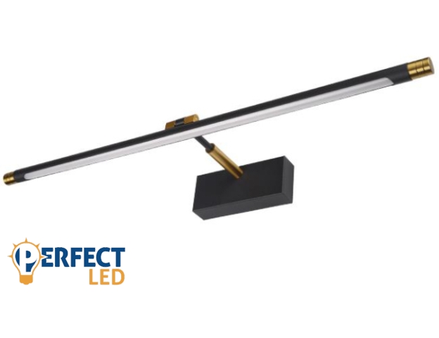 MasterLED Gemino 9W 4000K 46 cm-es fekete/arany tükör feletti lámpa IP44-es védettségű