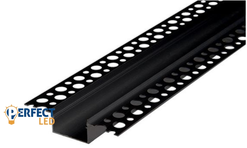 MasterLED Gipszkartonba süllyeszthető aluprofil 20 mm széles 2 méteres szál fekete