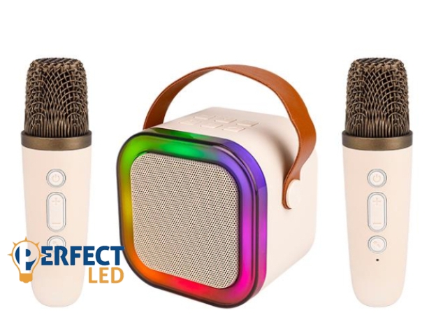 MasterLED Hordozható karaoke szett Bluetooth hangszóróval és 2 mikrofonnal