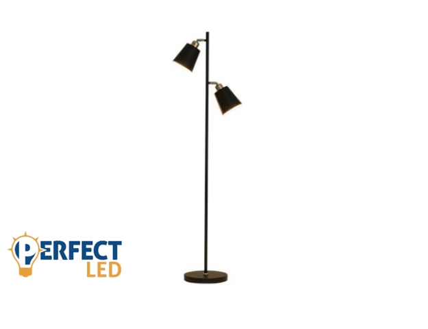 MasterLED Koko fekete/arany színű állólámpa 155 cm 2x E27-es foglalattal