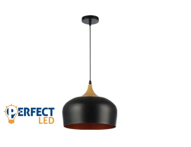 MasterLED Lumina 1xE27 foglalatú fa/fekete/arany színű függesztett mennyezeti lámpa