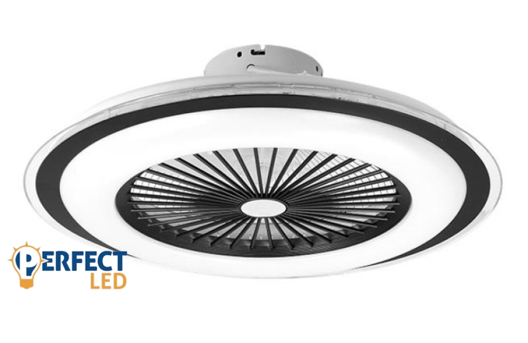 MasterLED Rodos 72 W-os 600 mm fekete-fehér LED távirányítós mennyezeti lámpa beépített ventillátorral