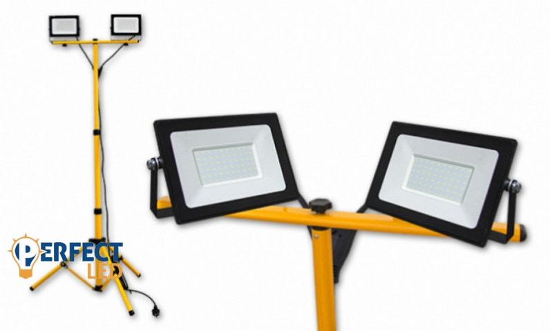 MasterLED Tiga 2x50 W-os hidegfehér LED reflektor dupla állvány