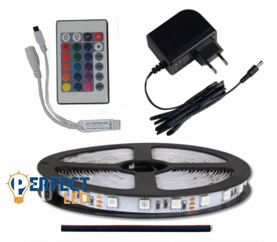 MasterLED Vízálló RGB 60 LED/méteres LED szalag szett