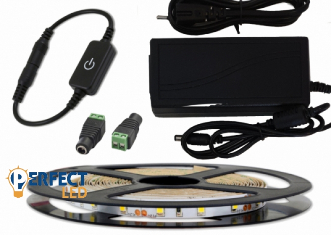 MasterLED Vízálló meleg fehér 120 LED/méteres LED szalag szett