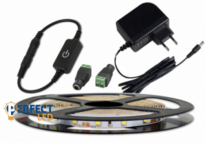 MasterLED Vízálló meleg fehér 60 LED/méteres LED szalag szett