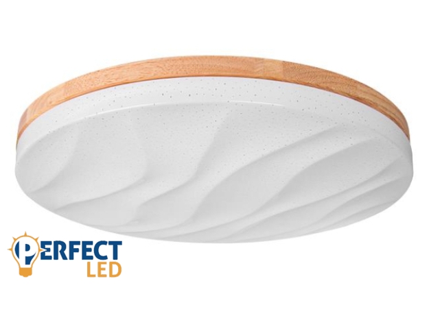 MasterLED XUDO 54W 3000-6500K 400x80 mm valódi fa/fehér színű mennyezeti lámpa távirányítóval