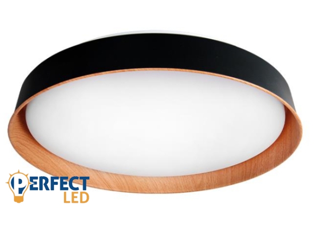 MasterLED XUDO 54W 3000-6500K 400x85 mm fekete/tölgy színű mennyezeti lámpa távirányítóval