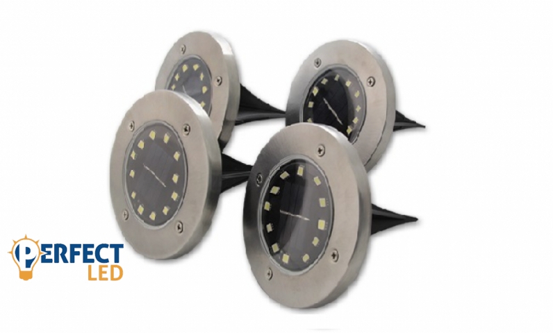 MasterLED Földbe szúrható 1 W-os kerek napelemes lámpa 12 SMD
