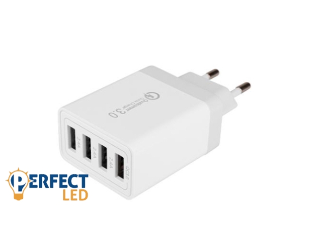 MasterLED gyorstöltő 20 W-os 4 x USB-A fehér adapter
