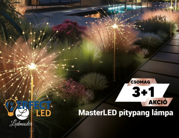 MasterLED napelemes és alkonyatérzékelős földbe szúrható 84 cm-es kerti pitypang lámpa 3+1 csomagakció
