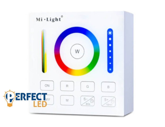 Mi Light 4 zónás falra szerelhető mágneses érintős fényerő szabályozó fehér színben (RGB+CCT)