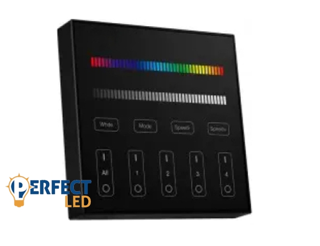 Mi Light 4 zónás falra szerelhető mágneses érintős fényerő szabályozó fekete színben (RGBW)