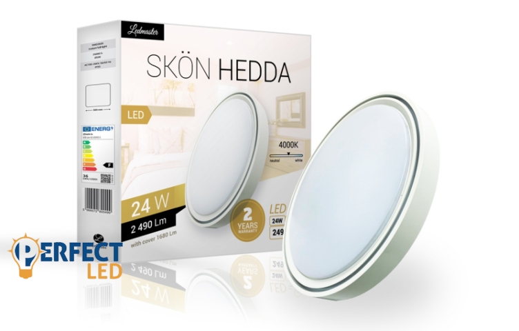 Skön Hedda 24 W-os ø400 mm kerek natúr fehér fehér színű mennyezeti lámpa IP20-as védettségű
