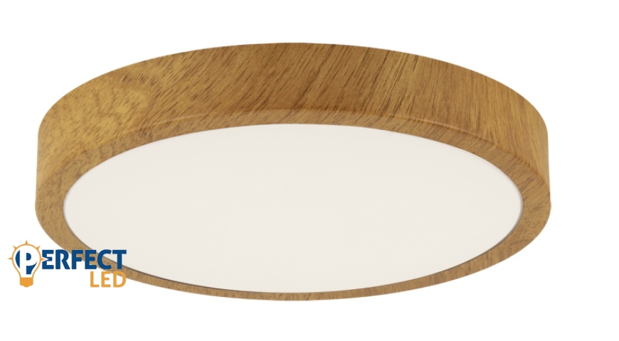 Strühm ATUT kör alakú 18W-os LED lámpa tölgy 280x280 mm IP44-es védettségű