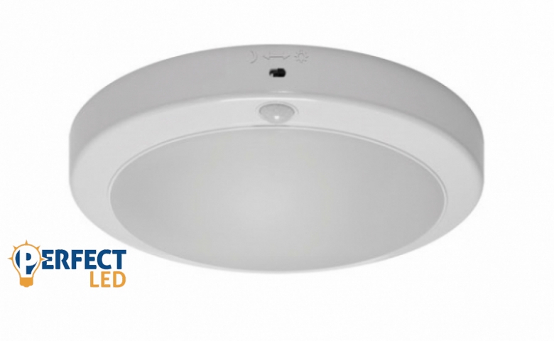 Strühm Lopez 18 W-os ø240 mm kerek natúr fehér mozgásérzékelős mennyezeti lámpa IP42-es védettségű
