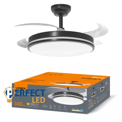 VIDEX CLF01 Mennyezeti LED Lámpa Ventilátorral 60W 3000K-4200K-6000K 230V Fekete