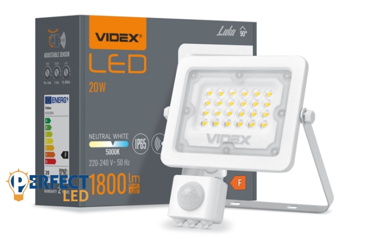Videx Luka 20 W-os mozgásérzékelős natúrfehér LED reflektor