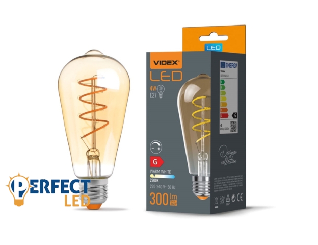 Videx Filamentszálas ST64 LED izzó 4 W-os meleg fehér E27-es foglalattal