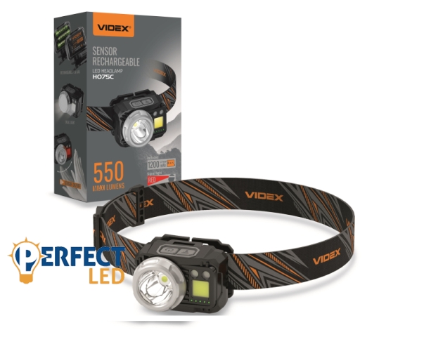 Videx LED Fejlámpa újratölthető akkumulátorral H075C