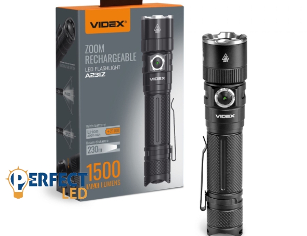 VIDEX újratölthető akkumulátoros hordozható zseblámpa 1500 lm 5000K A231Z