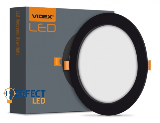Videx 12 W-os süllyesztett natúr fehér fekete színű kör alakú LED-es mennyezetlámpa
