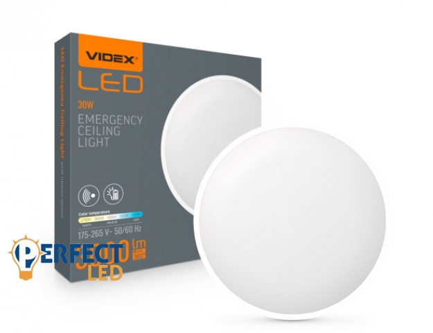 Videx 15-30W 2700-6500K vészhelyzeti mennyezeti lámpa beépített mozgásérzékelővel