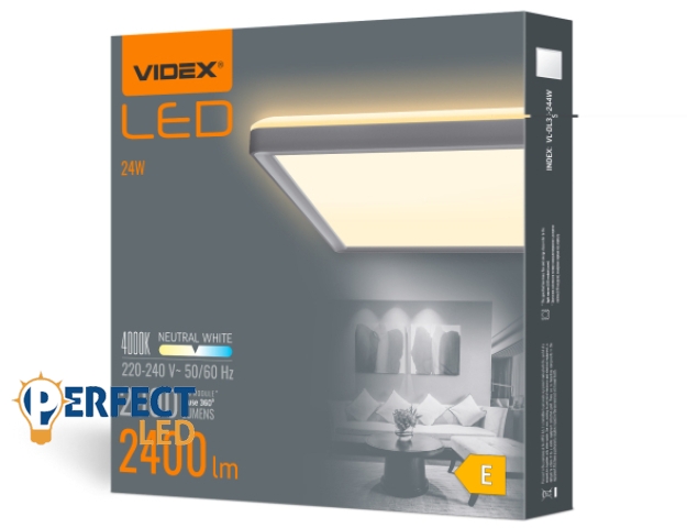Videx 18 W-os ø292 mm fehér színű négyzet alakú natúr fehér mennyezeti lámpa