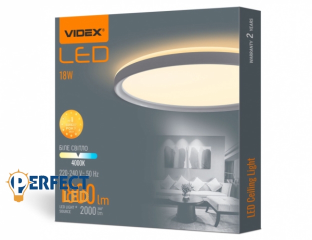 Videx 18 W-os ø292 mm fehér színű kerek natúr fehér mennyezeti lámpa