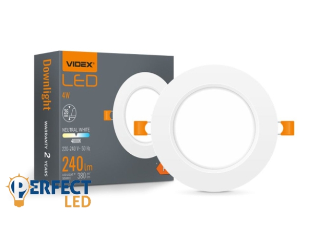 Videx 4 W-os süllyesztett natúr fehér kör alakú LED-es mennyezetlámpa