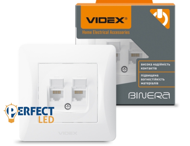 Videx Binera CAT6+CAT6 fehér színű süllyesztett fali informatikai csatlakozó aljzat (20/120)