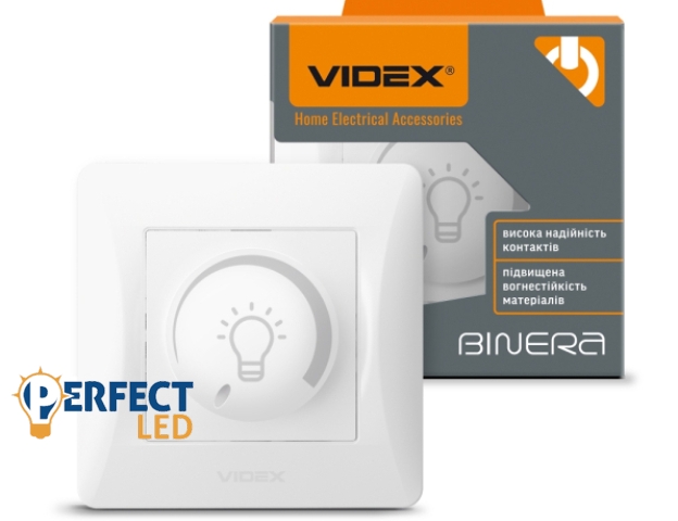 Videx Binera fehér színű süllyesztett 200W-os dimmer kapcsoló LED-hez (12/96)