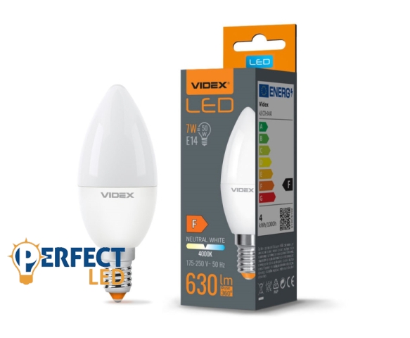 Videx C37 LED izzó 7 W-os natúr fehér E14-es foglalattal