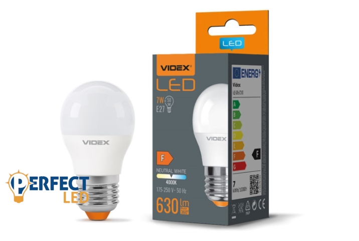 Videx G45 LED izzó 7 W-os natúr fehér E27-es foglalattal