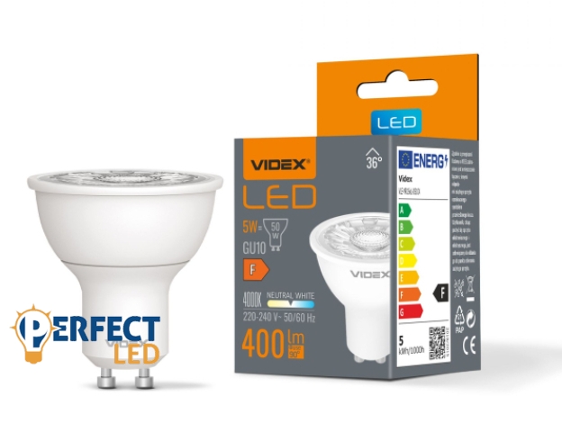 Videx GU10-es foglalatú 5 W-os LED izzó natúr fehér