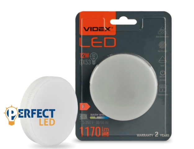 Videx GX53-as foglalatú 12W meleg fehér izzó