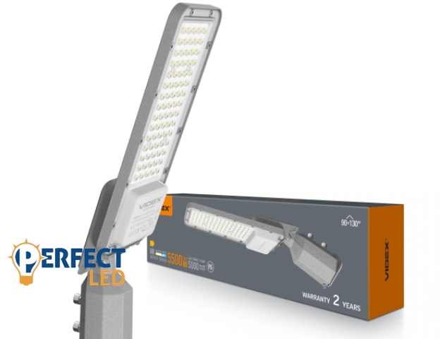 Videx LED 50 W-os fekete színű LED utcai lámpa 5000K IP65