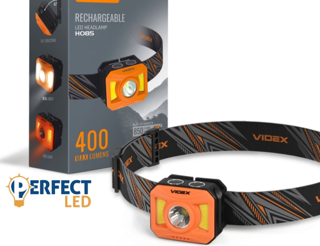 Videx LED Fejlámpa 5000K újratölthető akkumulátorral H085
