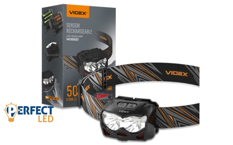 Videx LED Fejlámpa újratölthető akkumulátorral H055D