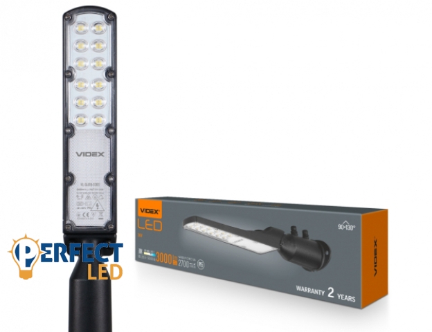 Videx LED forgatható 30 W-os fekete színű LED utcai lámpa 5000K IP65