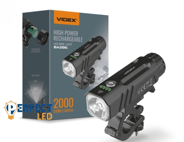 Videx LED kerékpár lámpa 5000K újratölthető akkumulátorral BA286