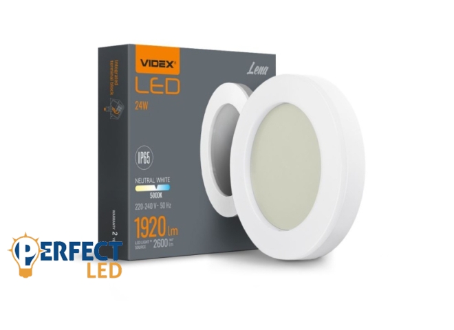 Videx Lena 24 W-os 320x320mm kör alakú fehér mennyezeti lámpa IP65-ös védettségű