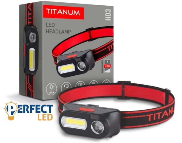 Videx TITANUM LED Fejlámpa újratölthető akkumulátorral 6500K TLF-H03