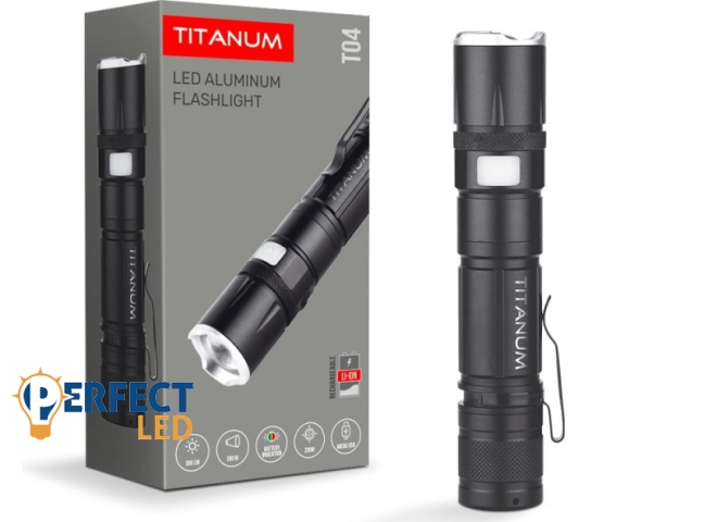 Videx TITANUM hordozható LED zseblámpa 6500K 300lm TLF-T04