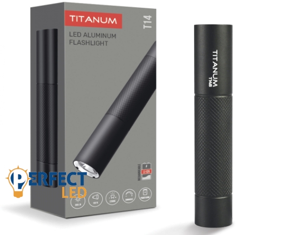 Videx TITANUM hordozható fekete színű LED zseblámpa 5000K 300lm TLF-T14B