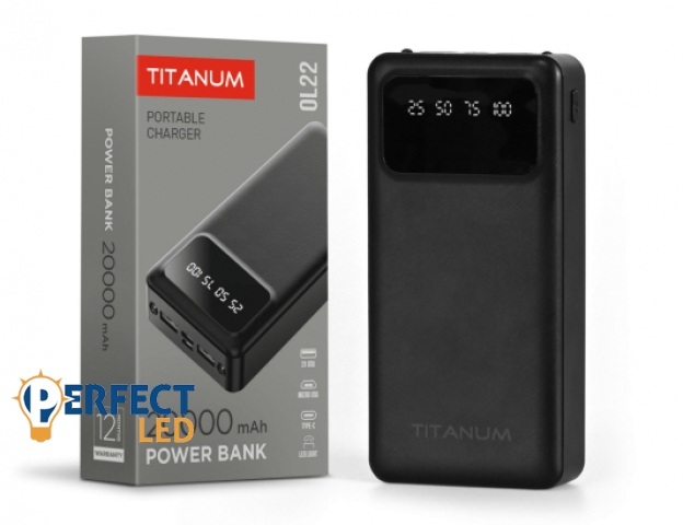 Videx TITANUM power bank fekete színű 20000mAh OL22