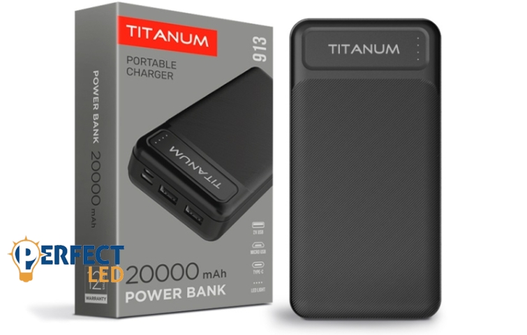 Videx TITANUM power bank fekete színű 20000mAh TPB-913