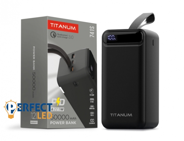 Videx TITANUM power bank fekete színű 50000mAh 22 5W QC+PD