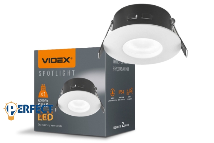Videx Vízálló kerek fehér spot keret GU10-es foglalattal IP54-es védettséggel